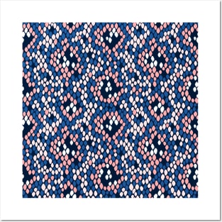 Snakeskin Pattern (Blue and Pink) Posters and Art